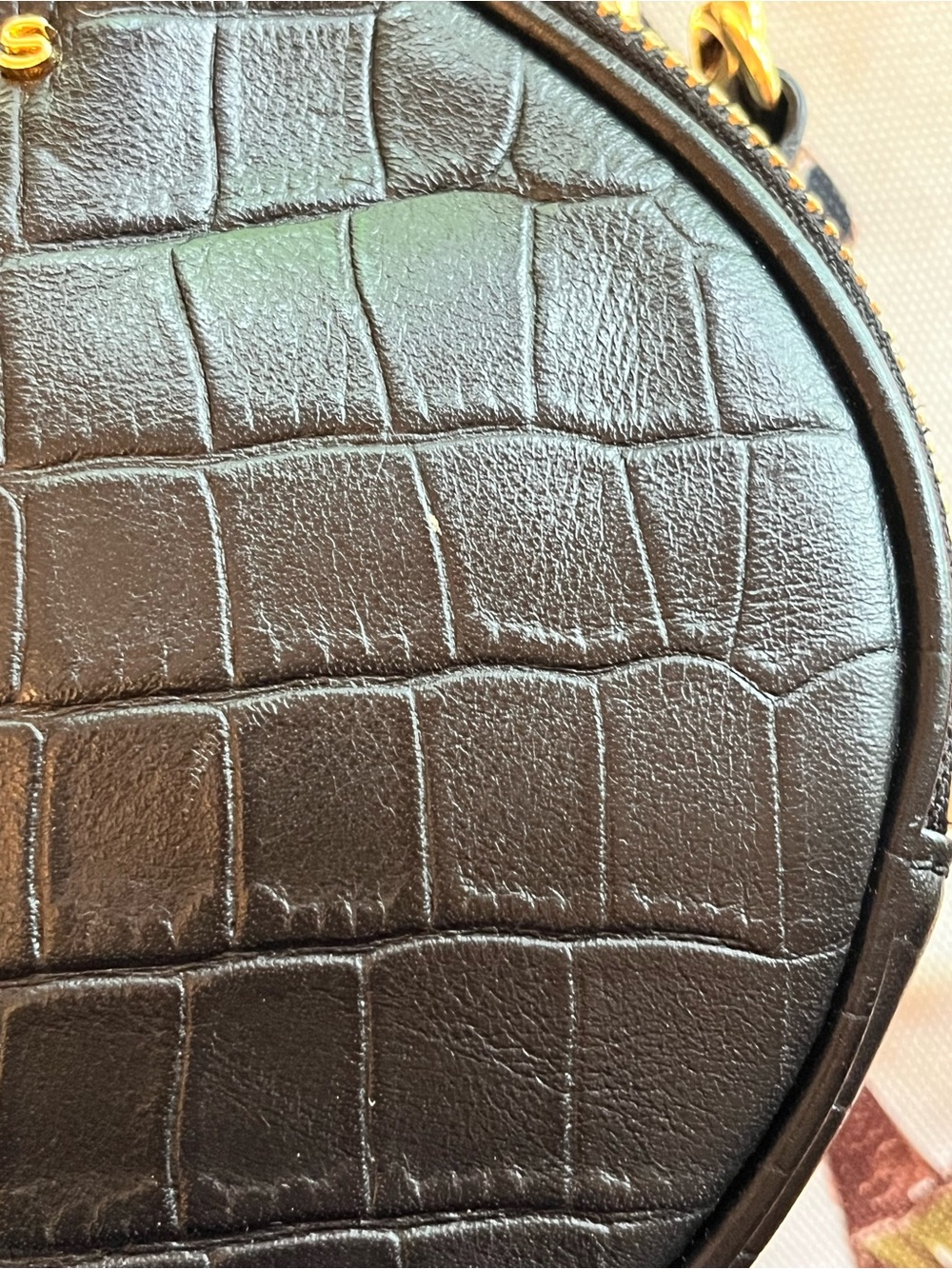 Marc Jacobs Black Rewind Croc-Embossed Oval Crossbody Bag w/Gold Hardware (EUC) - Picture 8 of 14